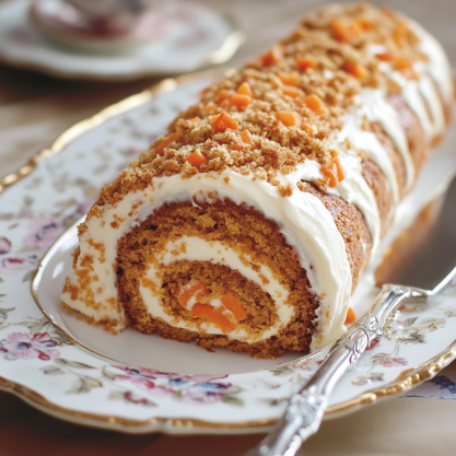 Scrumptious Carrot Cake Roll with Cream Cheese Recipe