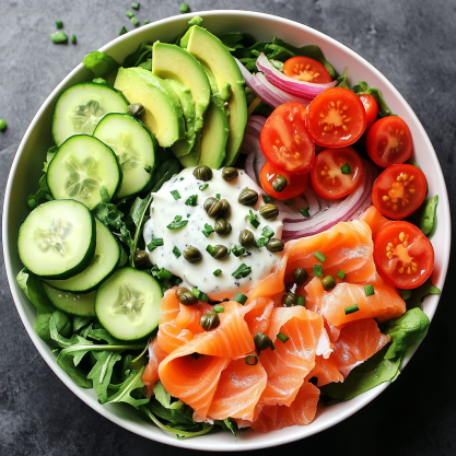 Smoked Salmon Salad in Creamy Caper Chive Dressing