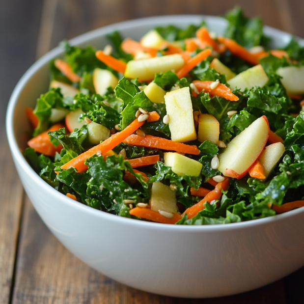 Fresh Kale Apple Carrot Salad Recipe in 15 Minutes