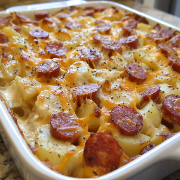 Kielbasa Sausage Cheesy Potato Casserole – Naomi’s Recipes