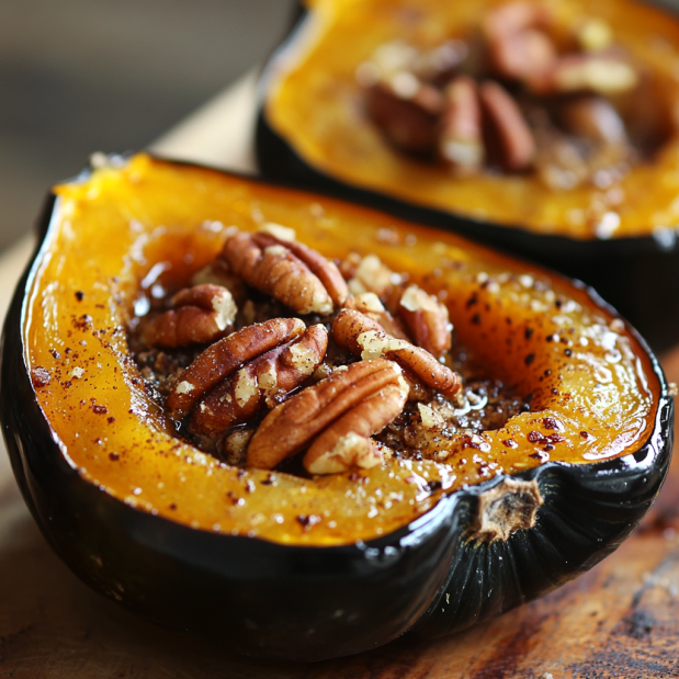 Maple Pecan Roasted Acorn Squash