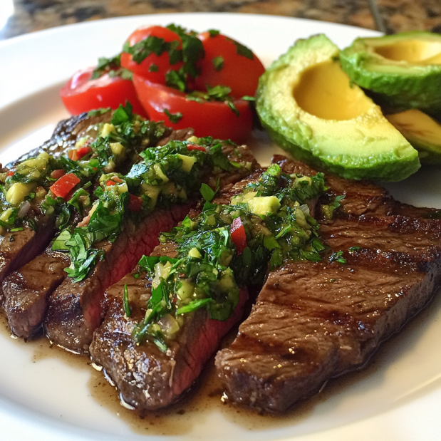 Skirt Steak with Avocado Chimichurri Recipe