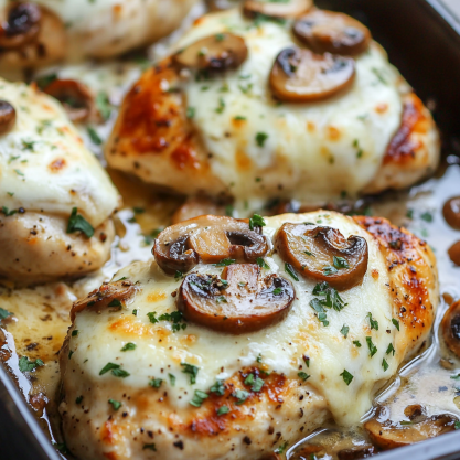 Cheesy Baked Mushroom Chicken Recipe