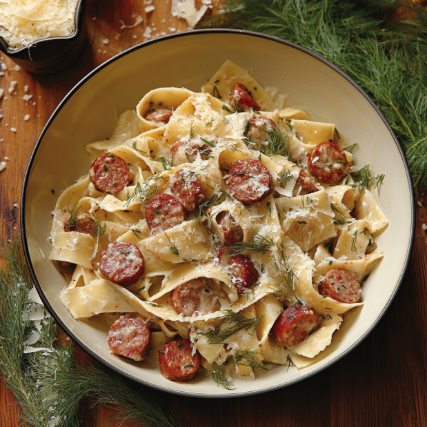 Creamy Calabrian Chili Pappardelle with Sausage