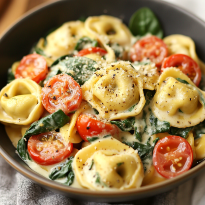 Creamy Spinach Tomato Tortellini Recipe