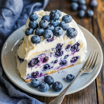 Easy Homemade Blueberry Cream Cake Recipe