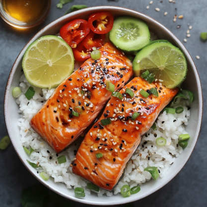 Easy Honey Sriracha Salmon Bowls Recipe