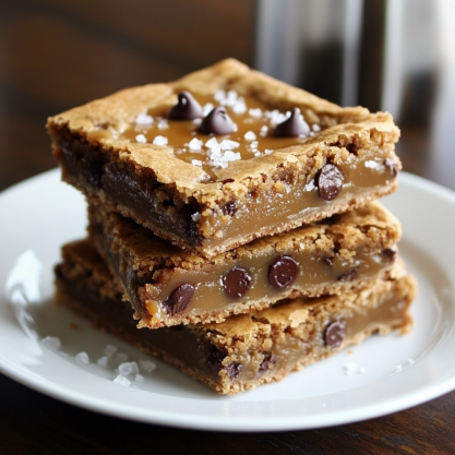 Easy Salted Caramel Chocolate Chip Cookie Bars Recipe