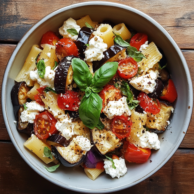 Pasta met aubergine, zongedroogde tomaten en ricotta Recipe