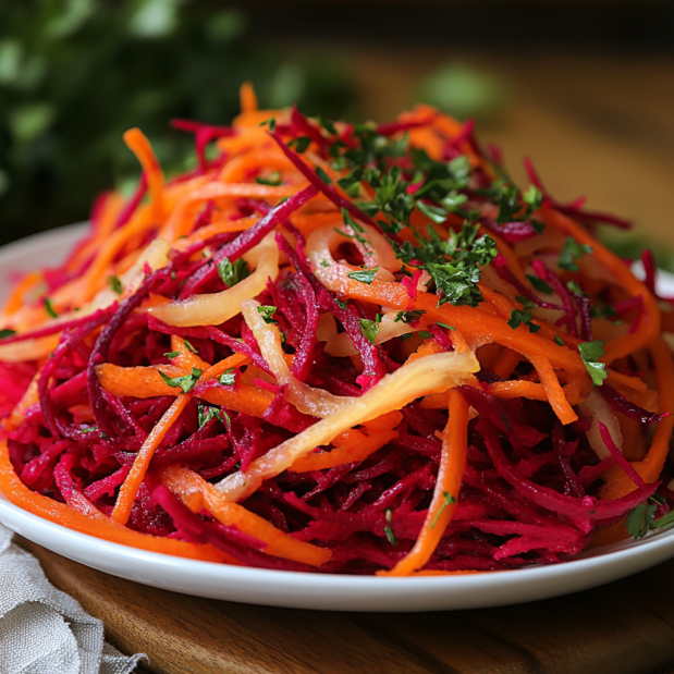 Simple No-Cook Grated Beet Carrot Salad Recipe