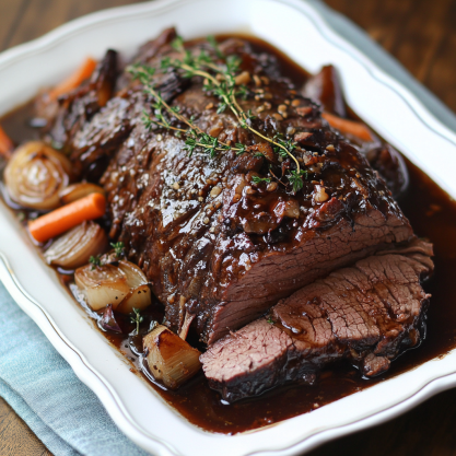 Slow Cooker Balsamic Glazed Roast Beef Recipe