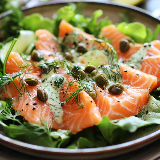 Smoked Salmon Salad in Creamy Caper Chive Dressing: A Luxurious Seafood Delight