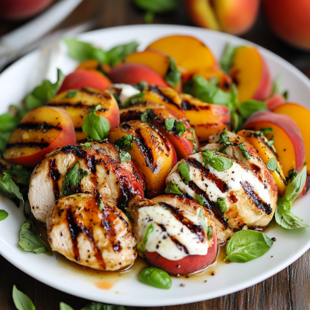 Juicy Peach Caprese Grilled Chicken Recipe