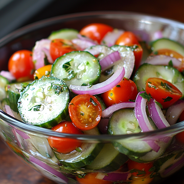 Marinated Cucumbers, Onions, and Tomatoes Recipe